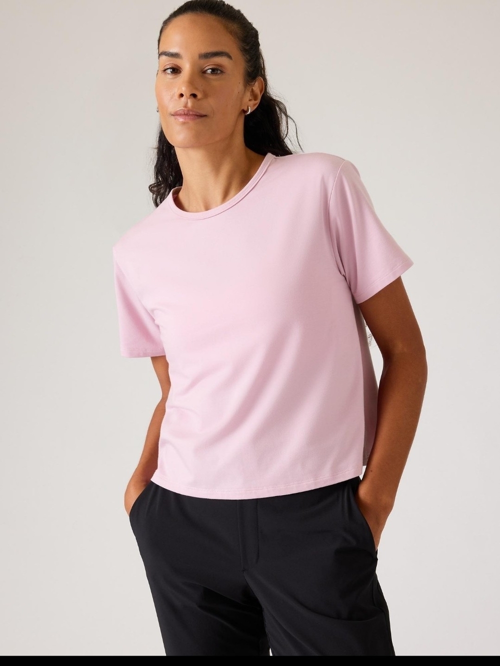 Athleta Essential Tee Small Begonia Pink Supima Cotton Relaxed #828718
